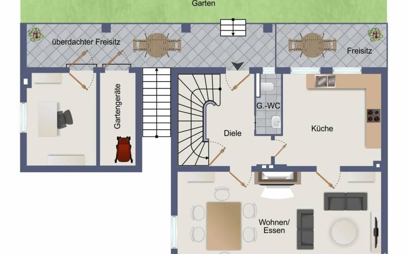 Grundriss EG, Hauptwohnung